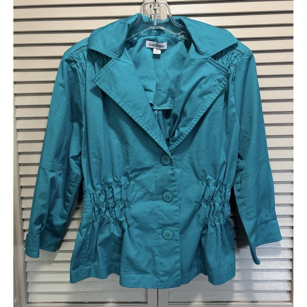 Vintage Joan Rivers Button Lightweight Jacket Size‎ M Collar Smocked